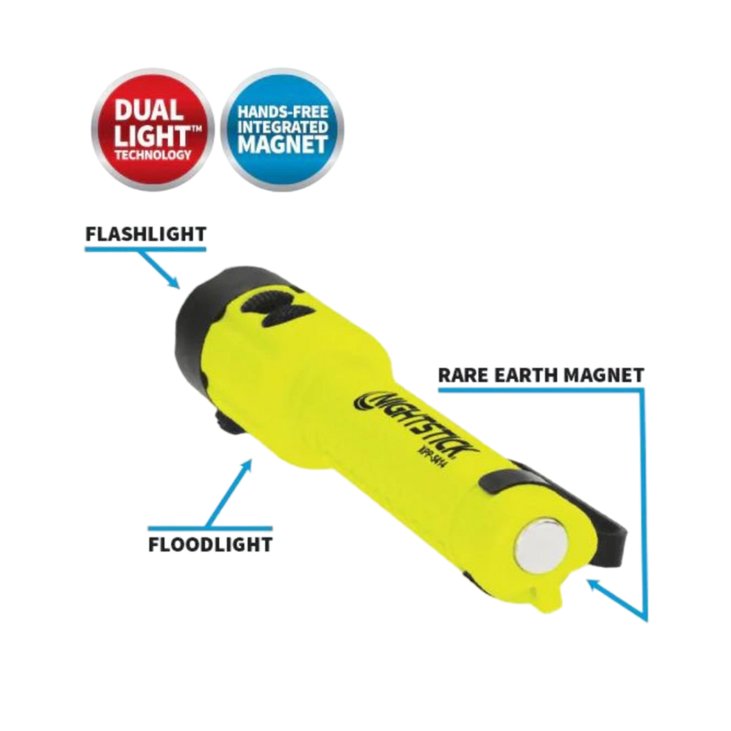 Dual-light Flashlight with Tail Magnet - Intrinsically Safe